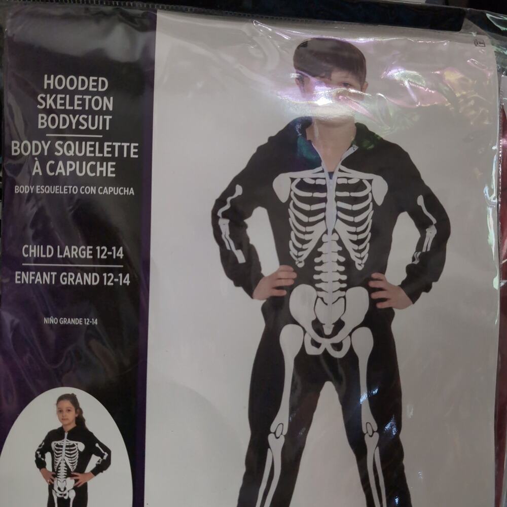 Hooded Skeleton onesie bodysuit Costume